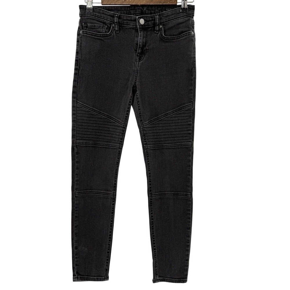 AllSaints Womens Biker Cropped Jeans Size 26 Washed Black Mid Rise Denim‎ Skinny